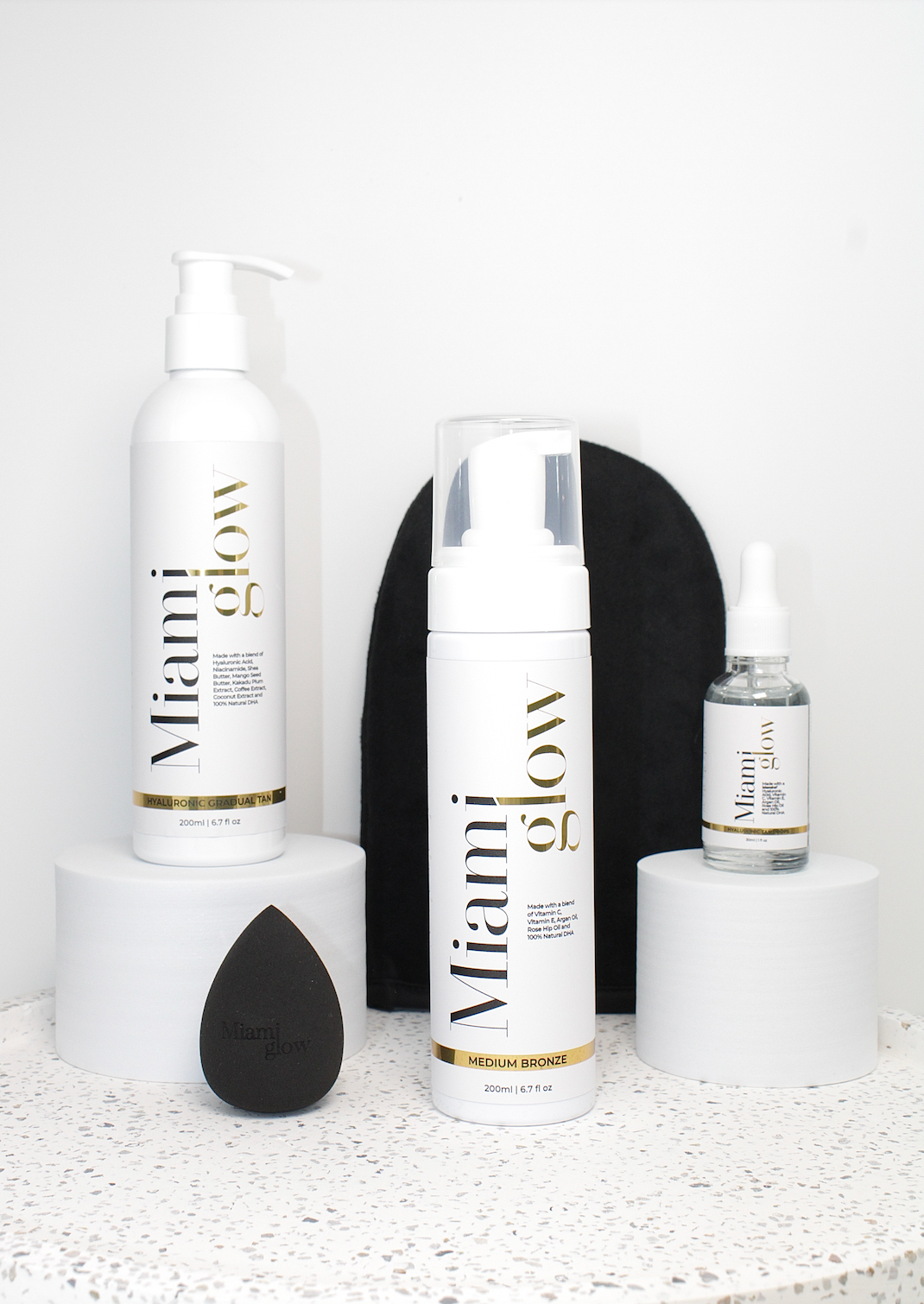 Hyaluronic Medium Bronze Tanning Kit - Includes Tanning Drops, Gradual Tan Lotion, and Tan Application Mitt, miami glow